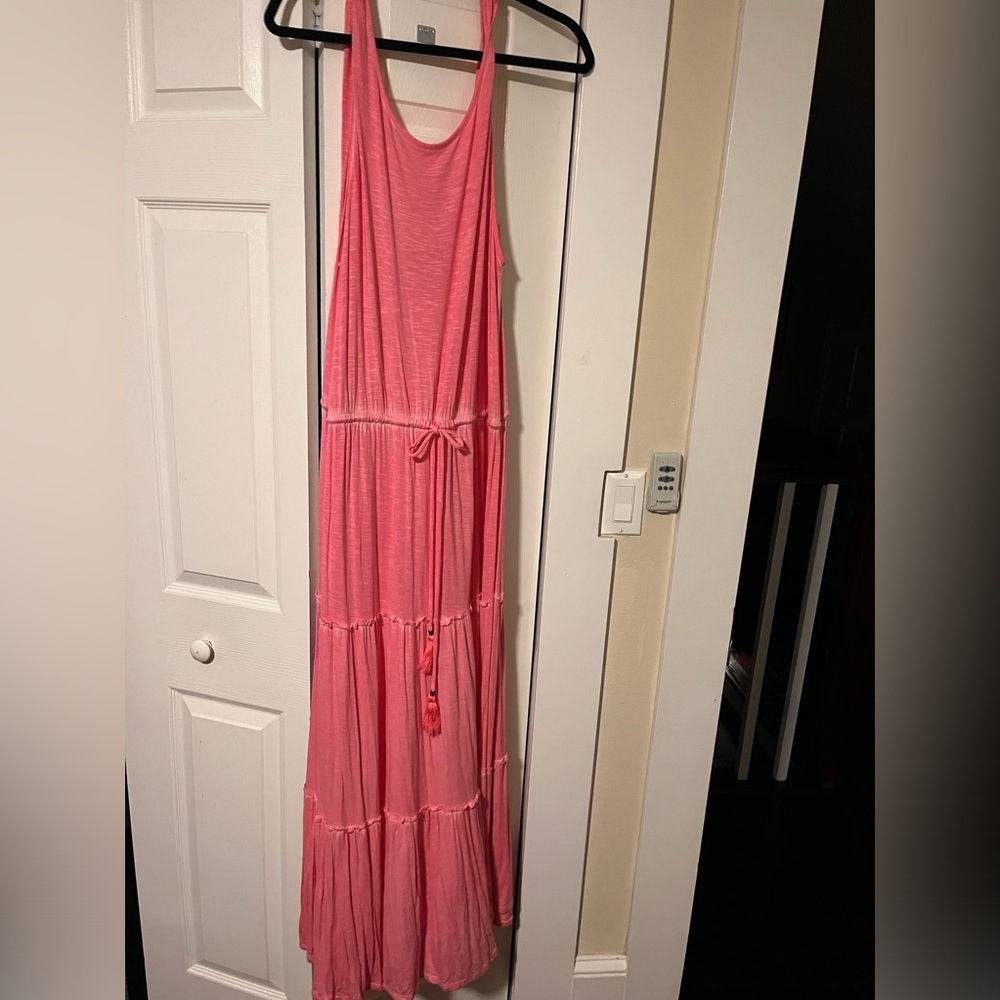 Knox Rose, pink maxi dress with drawstring closure and tassels. Size XL
